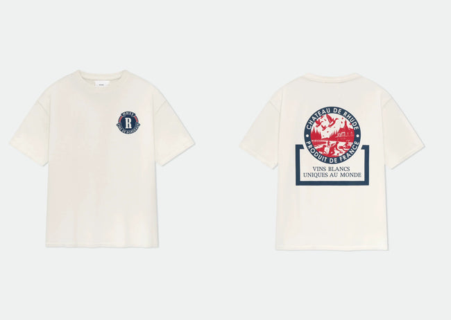 Rhude Chateau De Rhude Wine Label Dual‑Sided Oversized T‑Shirt Off‑White Hover Image
