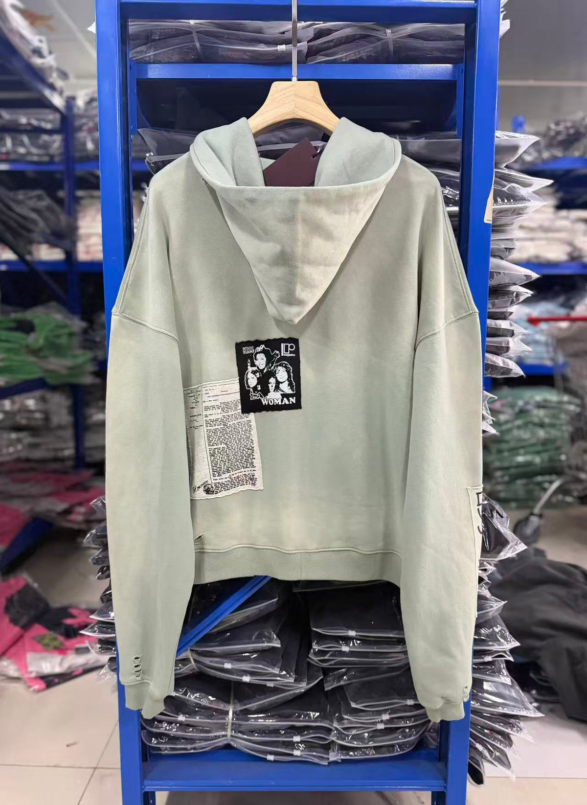 Play Hollywood Vintage‑Wash Green Zip‑Up Oversized Hoodie