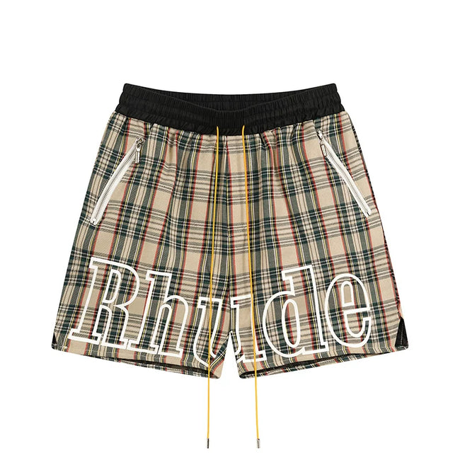 Rhude Plaid Big Outline Logo Shorts Hover Image