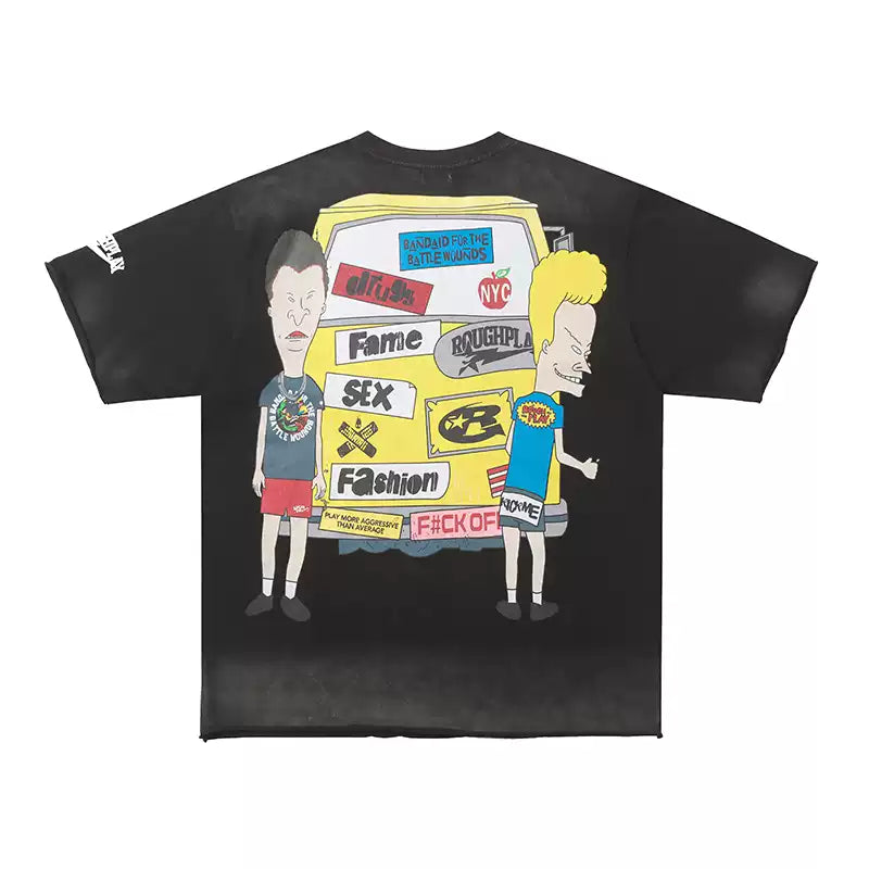 Roughplay Graphic Vintage Sun‑Faded Distressed Oversized Street‑Grunge T‑Shirt