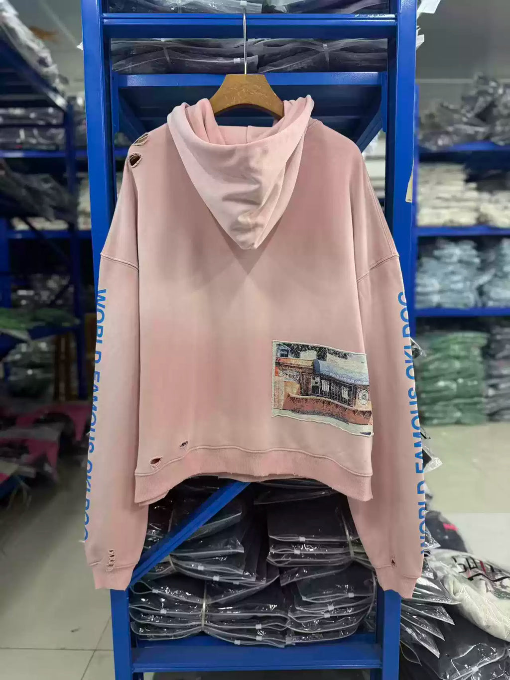 Play Hollywood Vintage‑Wash Pink Cropped Oversized Hoodie