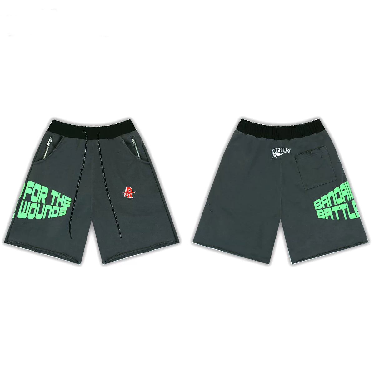 Roughplay Dark Grey Distressed Sweat Shorts