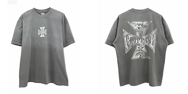 West Coast Choppers Silver Foil Cross Dual‑Side Graphic Short Sleeve Tee Hover Image