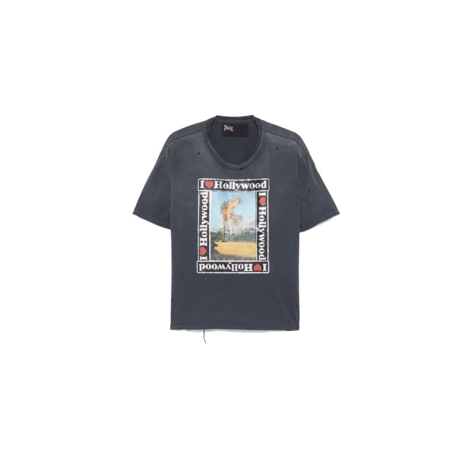 Play Hollywood I Love Hollywood Square‑Frame Palm‑Tree Photo Distressed‑Wash Cropped Boxy Short‑Sleeve Tee Hover Image