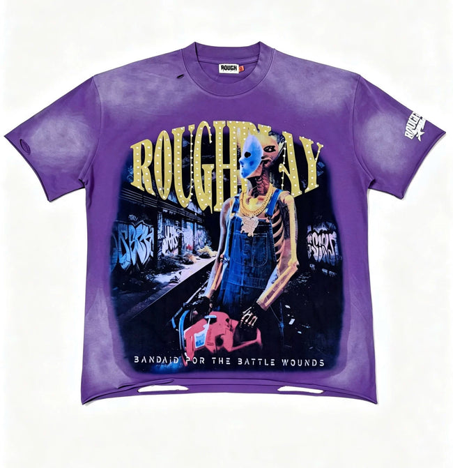 Roughplay Vintage Cloud‑Washed Purple Oversized Tee Hover Image