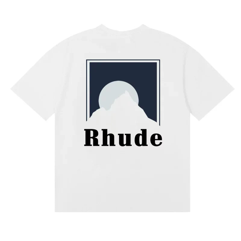 Rhude Mountain Moon Back Print Oversized Tee White