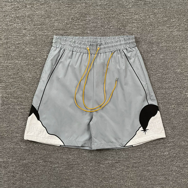 Rhude Grey Mountain Graphic Nylon Shorts Hover Image