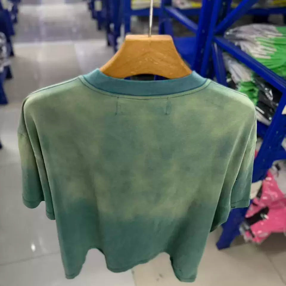 Paly Hollywood Vintage‑Wash Tie‑Dye‑Mottled‑Green Tee