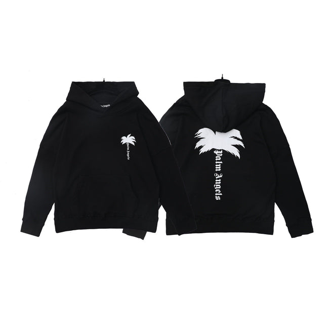 Palm Angels Palm Tree & Logo Back Print Hoodie - Black Hover Image