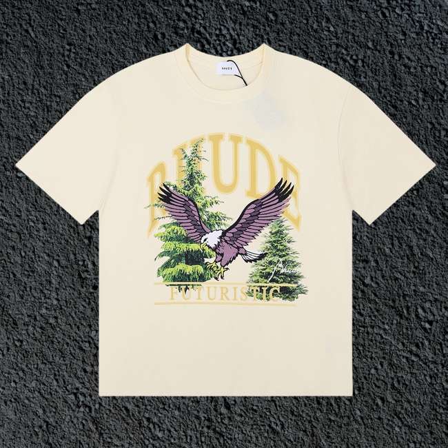 Rhude Futuristic Eagle Forest Vintage Cream Oversized T‑Shirt Hover Image