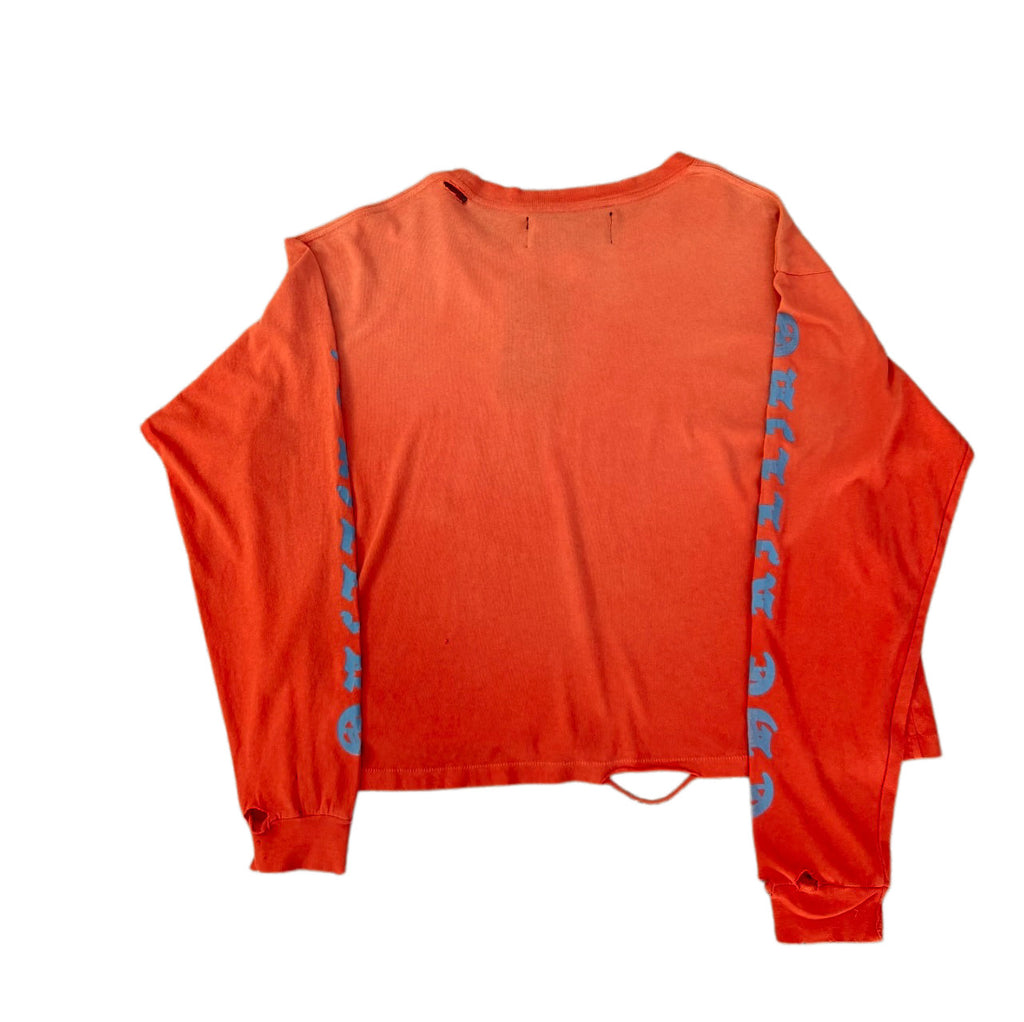 Play Hollywood Vintage‑Wash Orange Cropped Long Sleeve T‑Shirt