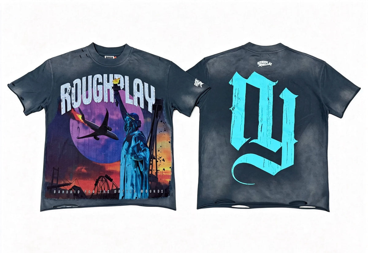 Roughplay Vintage Faded Charcoal Oversized Tee