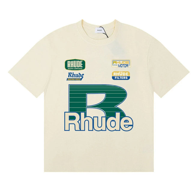 RHUDE Retro Motorsport Patch‑Style Print Boxy Fit T‑Shirt Hover Image