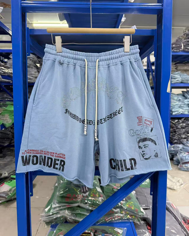 Play Hollywood Vintage‑Wash Light‑Blue Sweat Shorts Hover Image