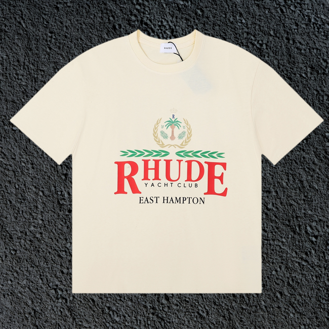 Rhude East Hampton Yacht Club Palm Crest Vintage Cream Oversized T‑Shirt Hover Image