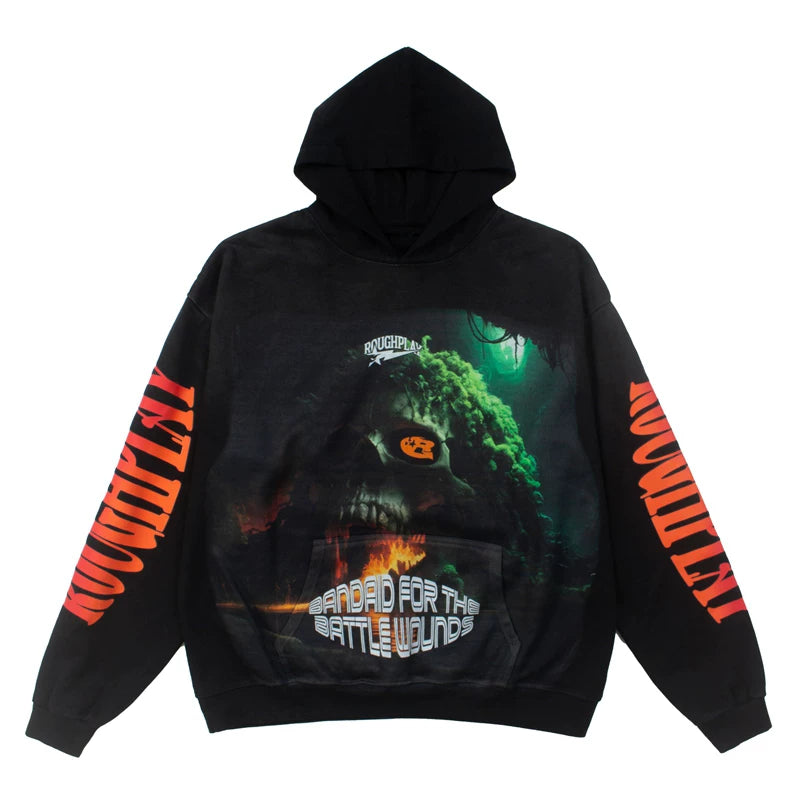 Roughplay Black Vintage Washed Oversized Hoodie