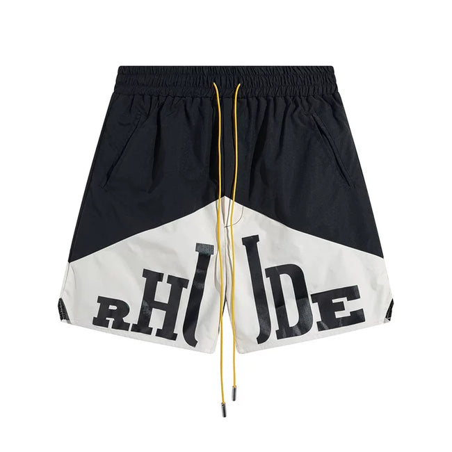 Rhude Big Logo Color Block Nylon Shorts Hover Image