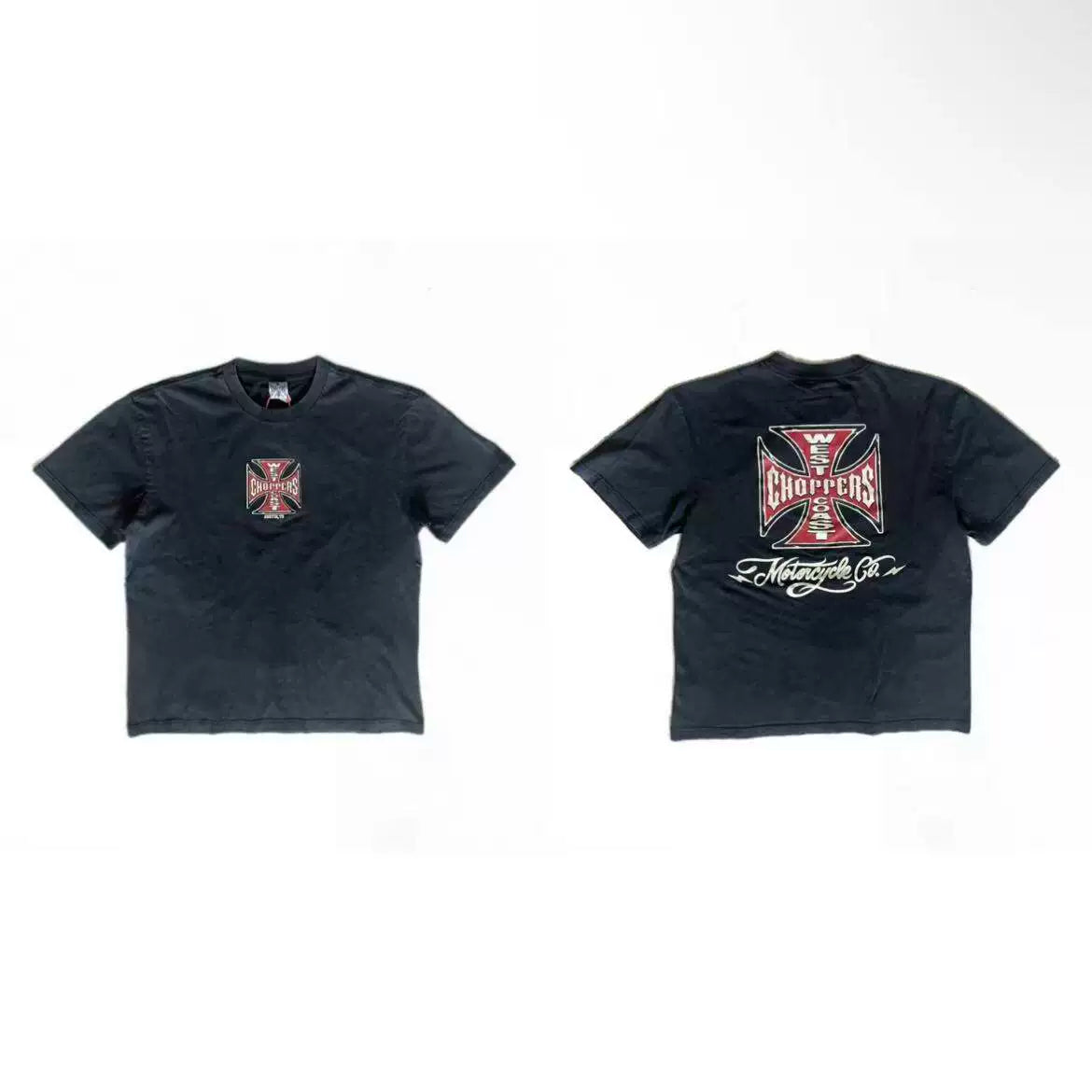 West Coast Choppers Dual‑Side Red Cross Graphic Short Sleeve Tee