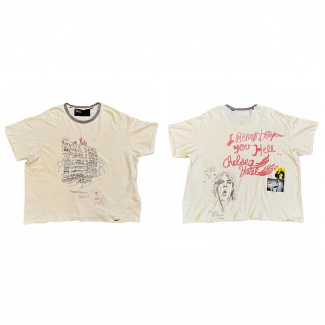 Play Hollywood Chelsea Hotel City‑Sketch Hand‑Graffiti Dual‑Sided Ringer‑Collar Cropped Boxy Short‑Sleeve Tee Hover Image