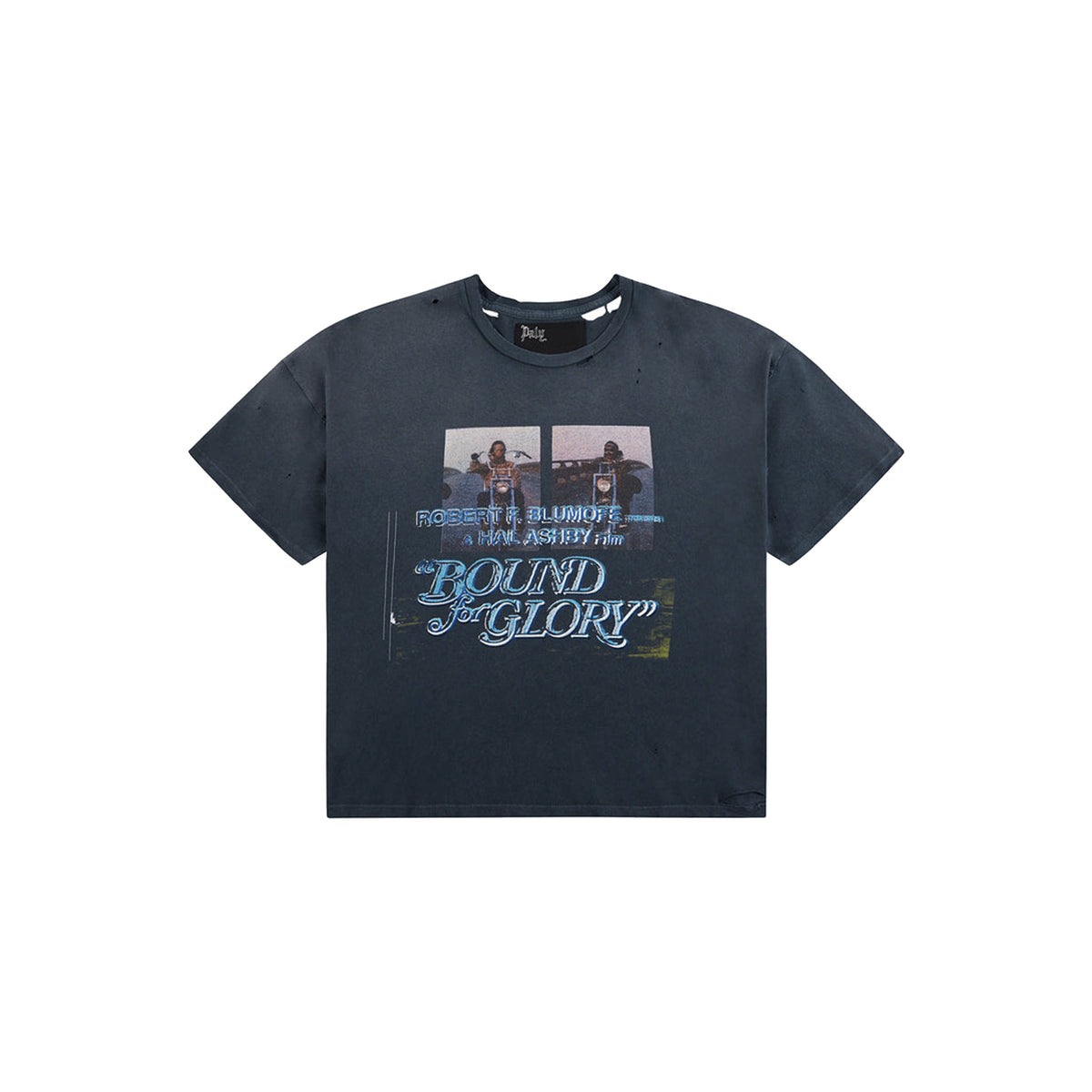 Play Hollywood Bound For Glory Retro Biker Movie‑Poster Cropped Boxy Short‑Sleeve Tee