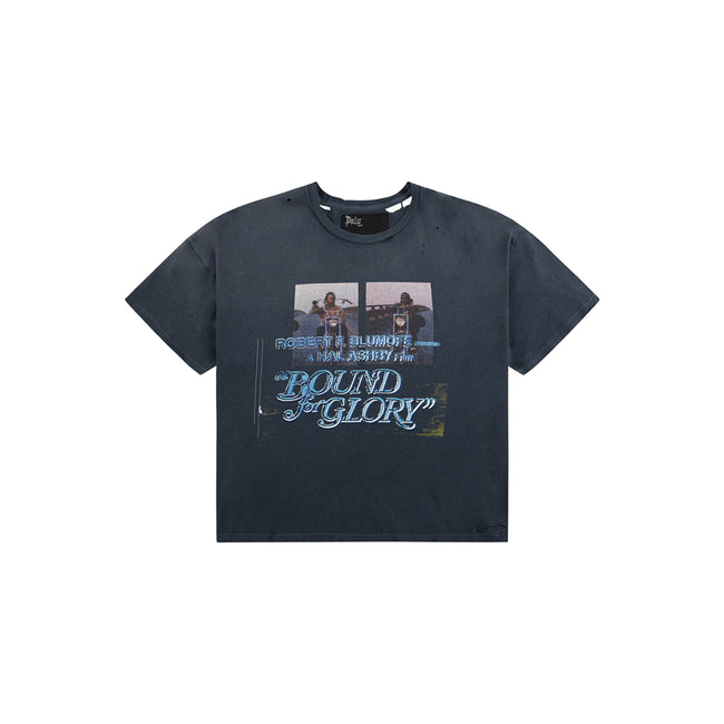 Play Hollywood Bound For Glory Retro Biker Movie‑Poster Cropped Boxy Short‑Sleeve Tee Hover Image