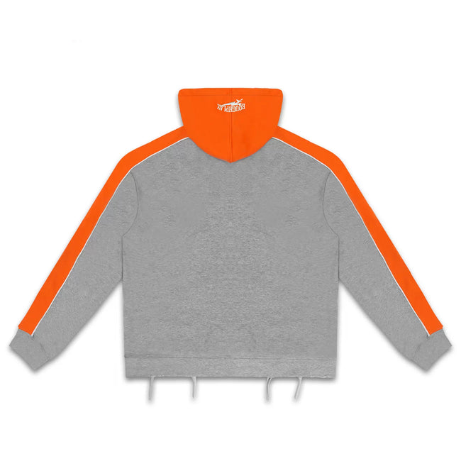 Roughplay Color‑Block Grey Orange Zip‑Up Hoodie Main Image