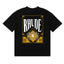 Rhude Golden Crest Ornate Frame Back Print Black Oversized T‑Shirt