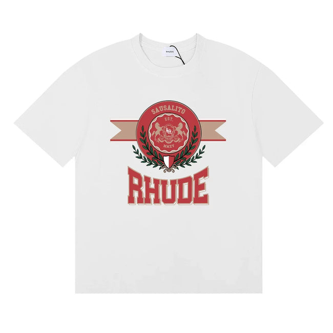 Rhude Cursive Logo Vintage Regatta Crew‑Neck Casual Short‑Sleeve Tee Hover Image