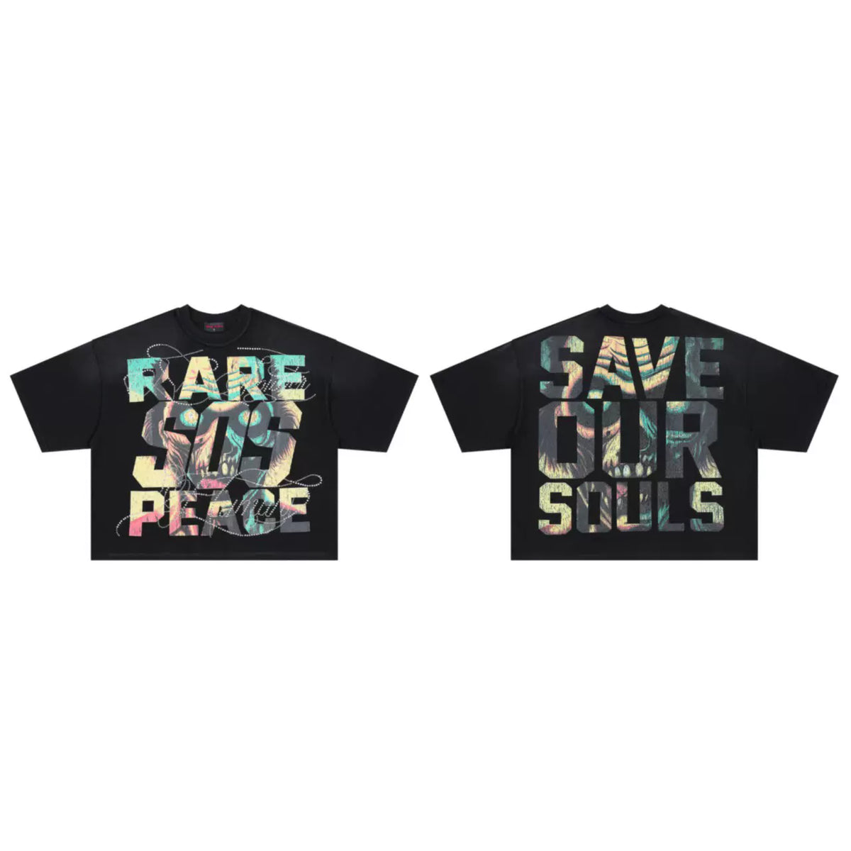 ROUGHPLAY Gradient Graphic Cropped Boxy T‑Shirt