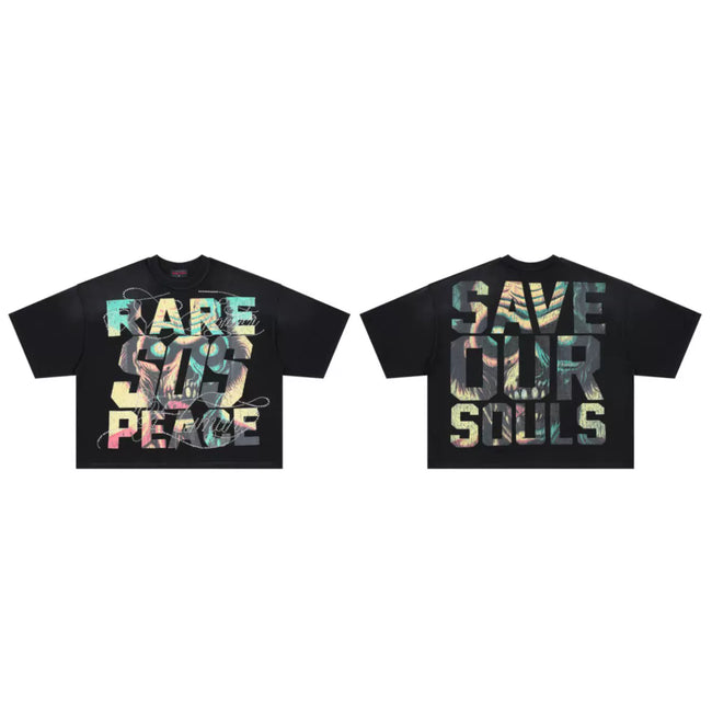 ROUGHPLAY Gradient Graphic Cropped Boxy T‑Shirt Hover Image