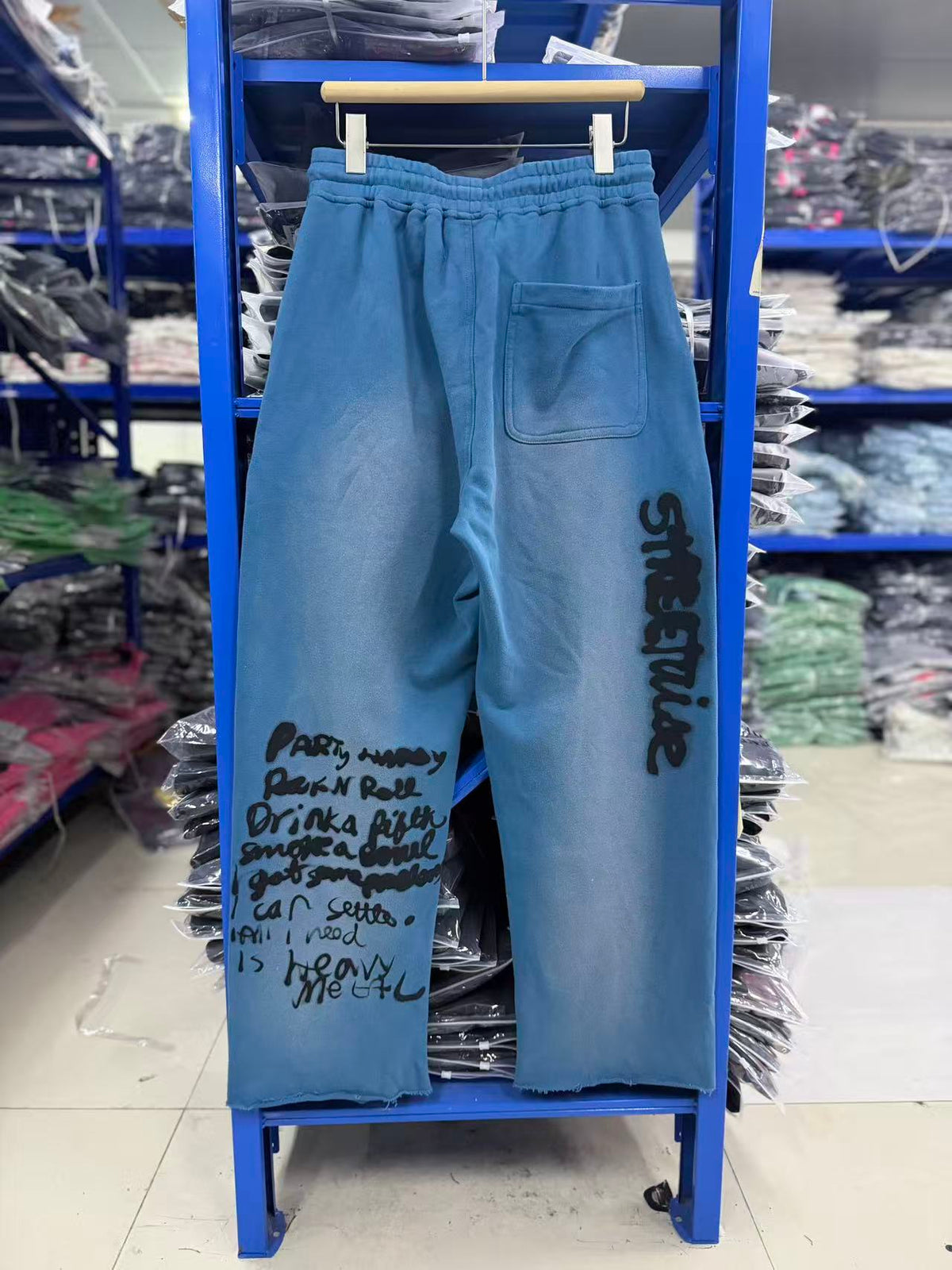 Play Hollywood Washed Blue Wide Leg Sweatpants