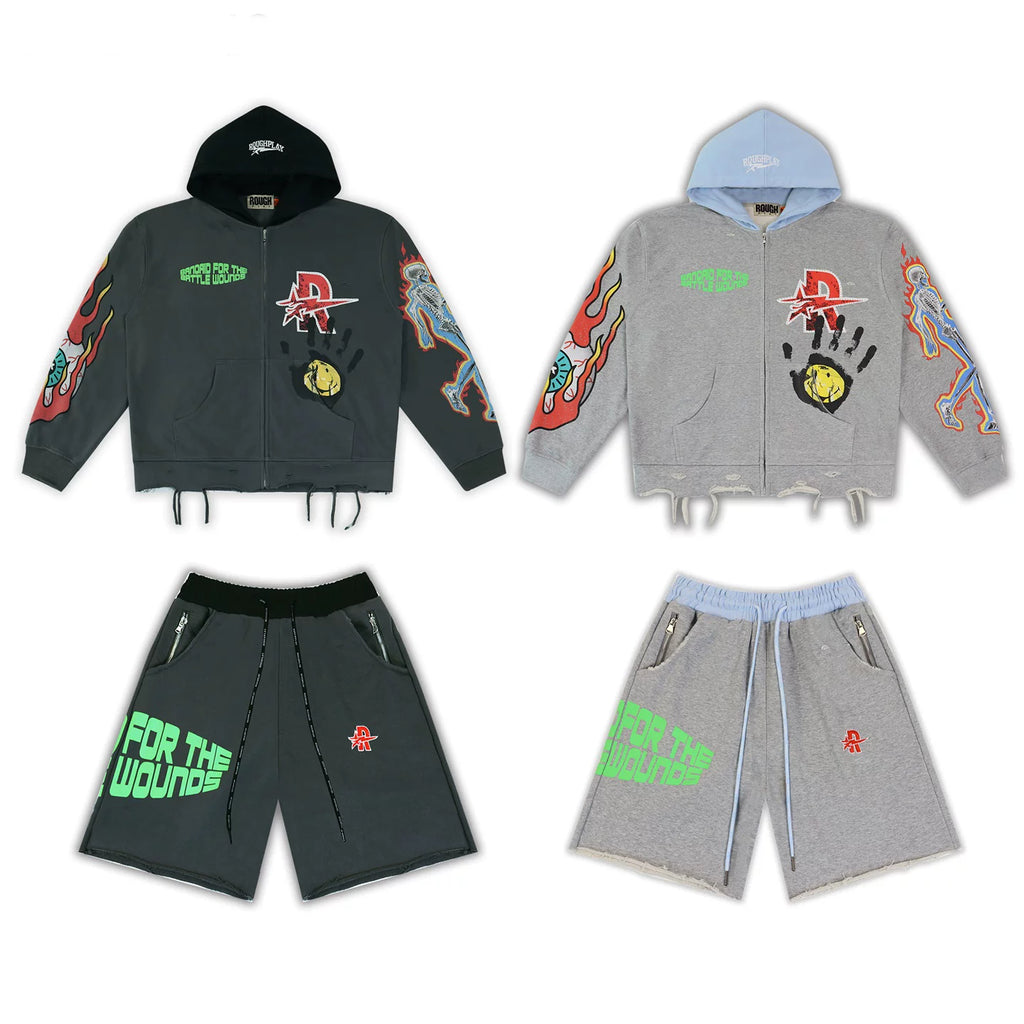 Roughplay Graphic Zip‑Up Hoodie