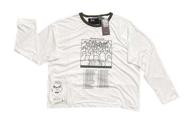 Play Hollywood Vintage‑Wash Off‑White Cropped Long Sleeve T‑Shirt Hover Image