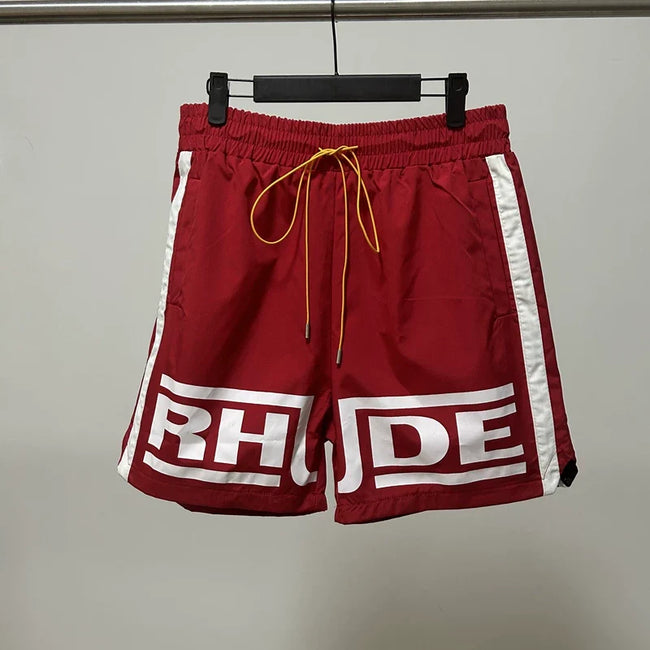 Rhude Side Stripe Big Logo Nylon Shorts Hover Image