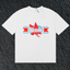 Rhude Red Maple Leaf Retro Ribbon Badge White Oversized T‑Shirt
