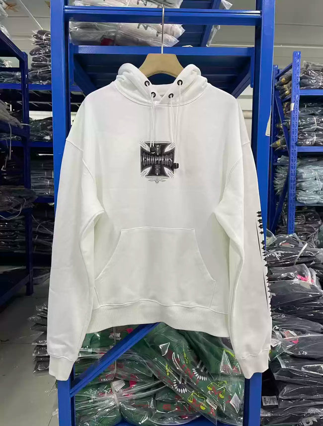 West Coast Choppers Front‑Back‑Sleeve Cross‑Logo Pullover Hoodie Off‑White Hover Image