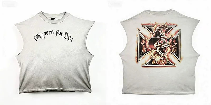 West Coast Choppers Choppers For Life Skull Cross Dual‑Side Cut‑Off Tank Top