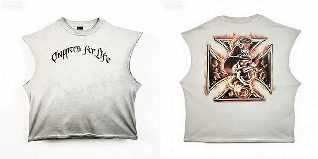 West Coast Choppers Choppers For Life Skull Cross Dual‑Side Cut‑Off Tank Top Hover Image
