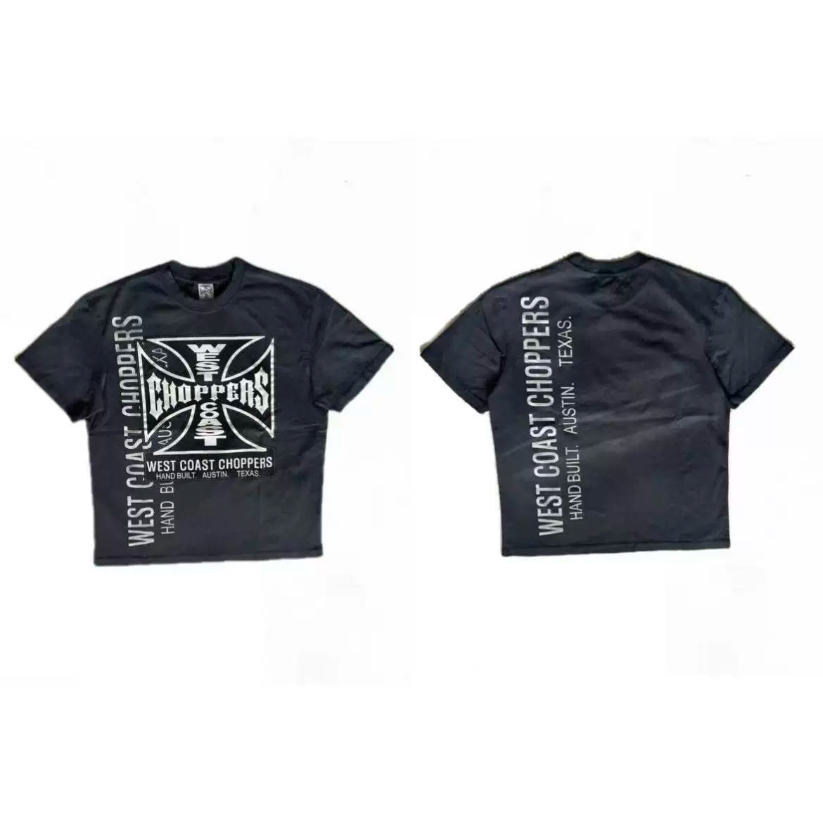 West Coast Choppers Vertical Text Cross Graphic Short Sleeve Tee