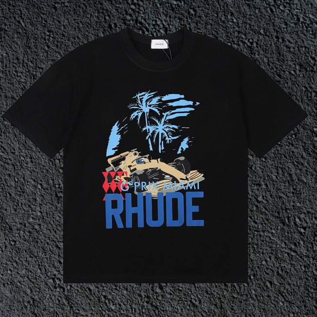 Rhude Grand Prix Miami F1 Race Car Black Oversized T‑Shirt Hover Image
