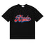 Rhude Retro Script Race Trust Logo Black Oversized T‑Shirt