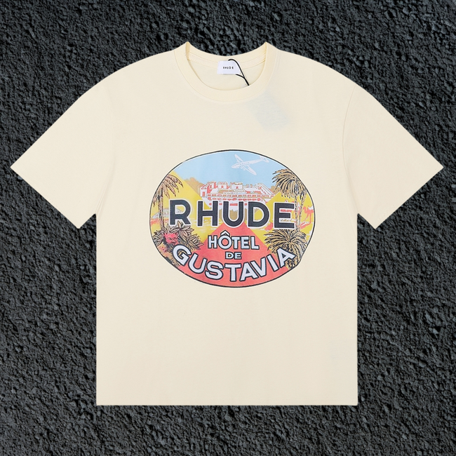 Rhude Hôtel De Gustavia Oval Badge Cream Oversized T‑Shirt Hover Image