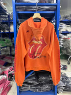 Play Hollywood Vintage‑Wash Orange Zip‑Up Oversized Hoodie