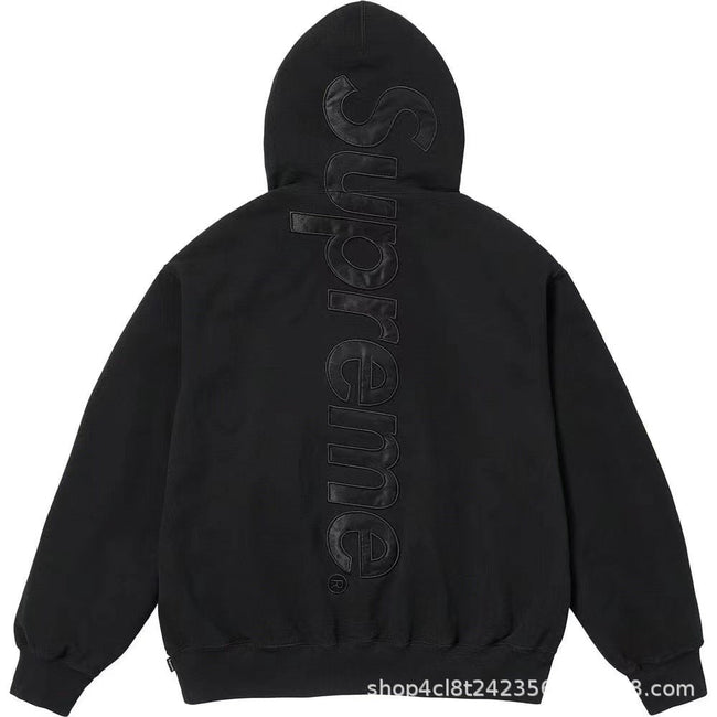 Supreme Vertical Logo Hooded Sweatshirt - Black Hover Image