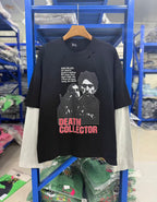 Play Hollywood Vintage‑Wash Black Fake Two‑Piece Long Sleeve T‑Shirt