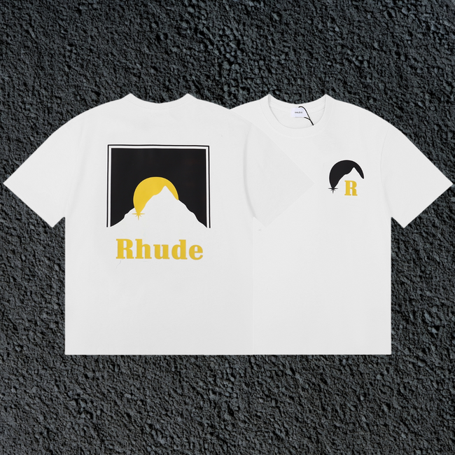 Rhude Sun Mountain Square Back Panel Dual Sided White Oversized T‑Shirt Hover Image