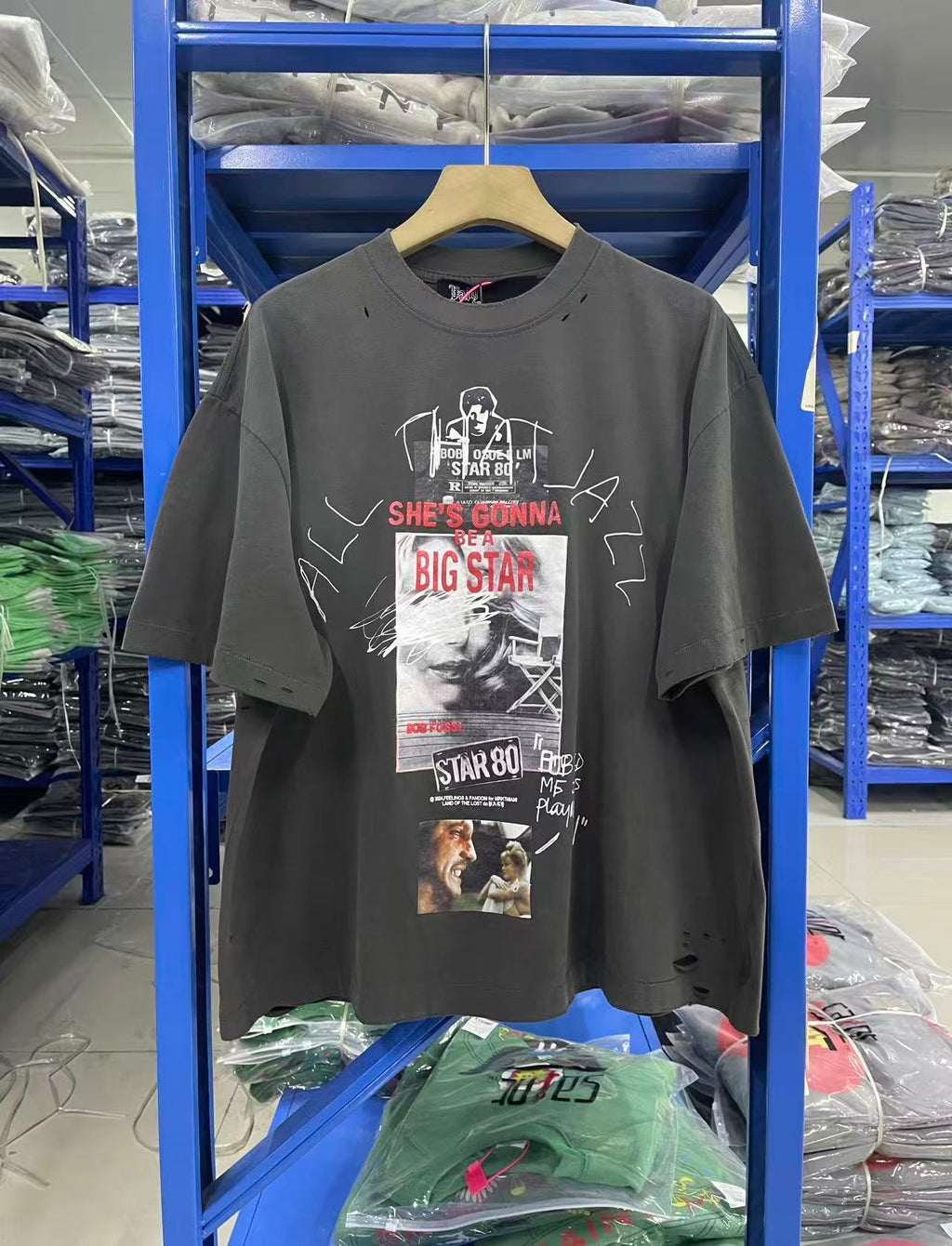 Play Hollywood Vintage‑Wash Washed‑Grey Tee