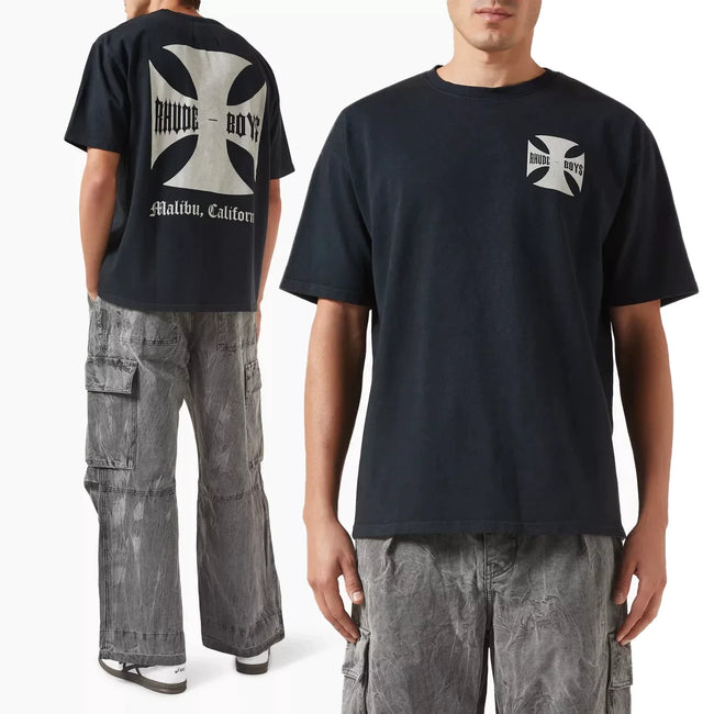Rhude Cross Malibu California Dual‑Sided Oversized T‑Shirt Black Hover Image