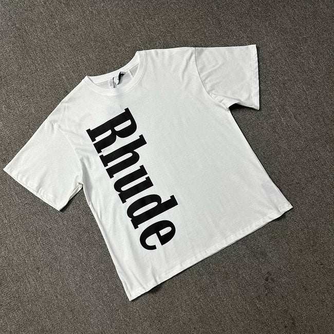 Rhude Men Large Vertical Font Boxy Fit Streetwear Tee Hover Image