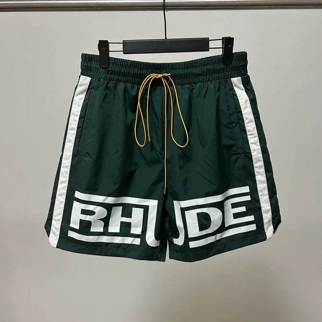 Rhude Side Stripe Big Logo Nylon Shorts Hover Image